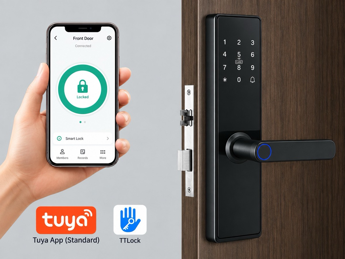 smart door lock mobile app control with Tuya and TTLock