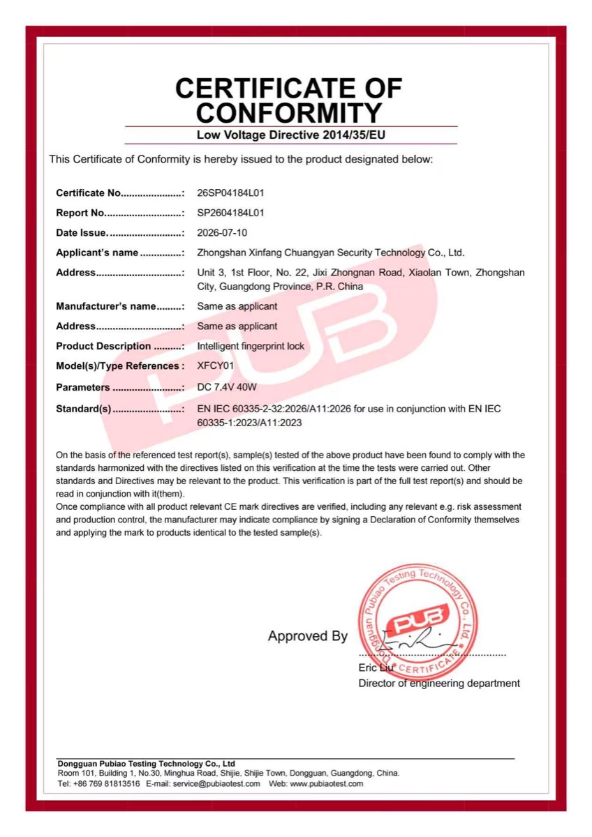 Electrical Safety (LVD) Certificate